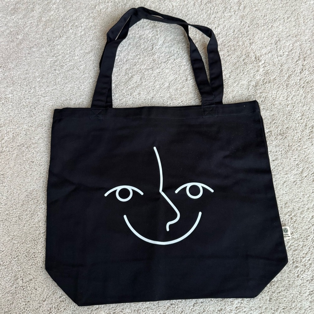Endel Black Tote Bag with Face Design